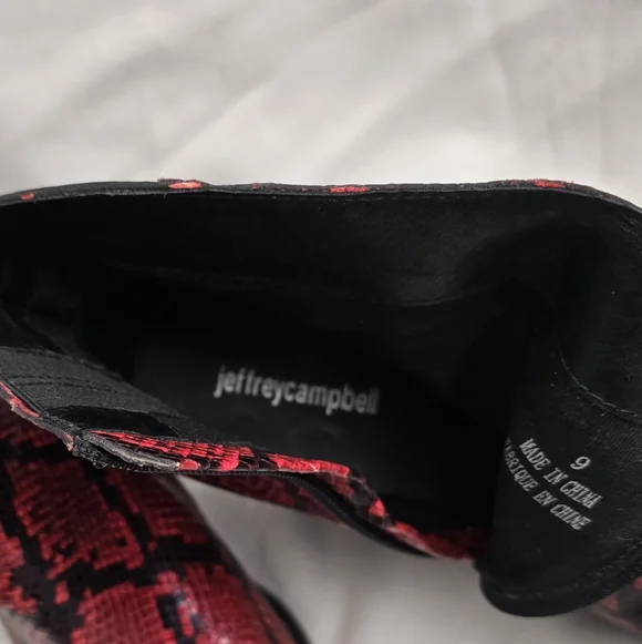 Jeffrey Campbell Red Snakeskin Print Boots/Booties - Picture 9 of 10